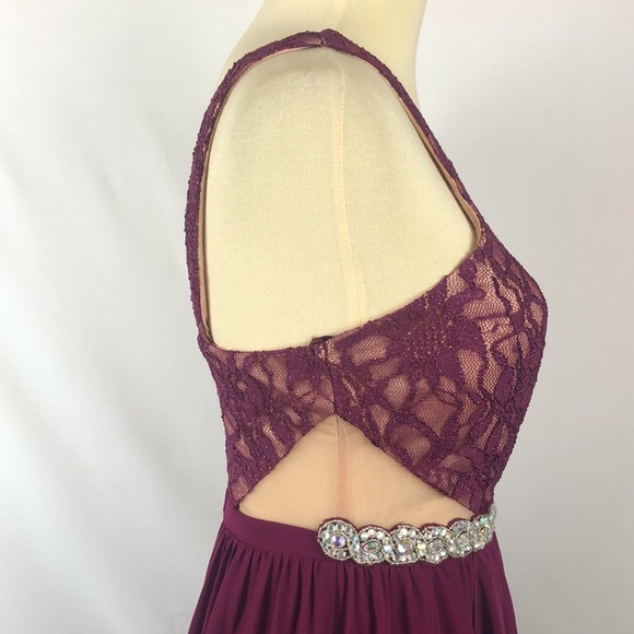 Jodi Kristopher Magenta Lace Jeweled Party Dress - Size 5 Juniors NWT - Picture 11 of 16
